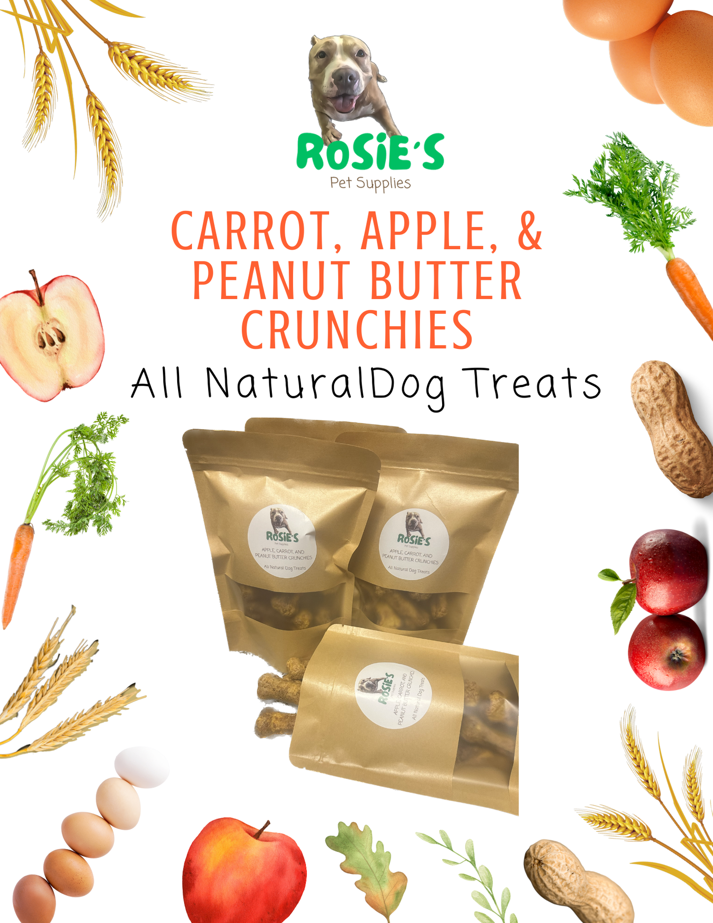 All Natural Apple Carrot And Peanut Butter Crunchies