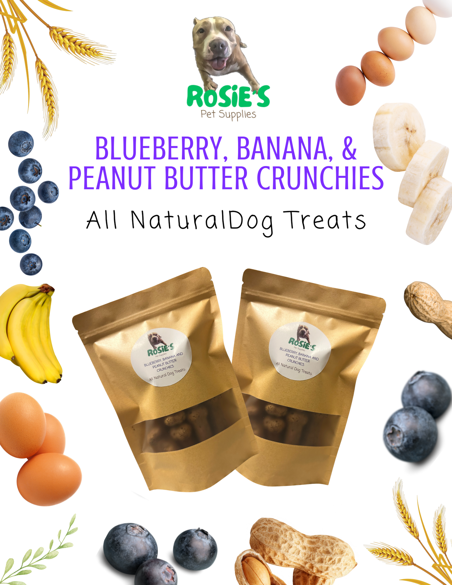All Natural Blueberry, Banana & Peanut Butter Crunchies